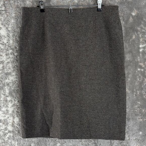 Liz Claiborne Size 16 Wool Herringbone Casual Midi A Line Skirt Gray Zip Lined - Picture 1 of 8